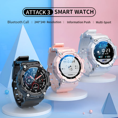ATTACK 3 IP67 waterproof smart sports watch with round colour screen and TPU strap