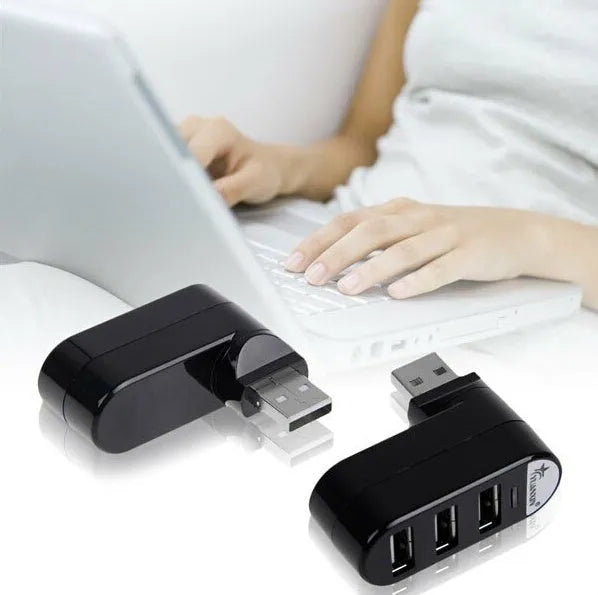 USB hub splitter with multiple ports in black or white colour options