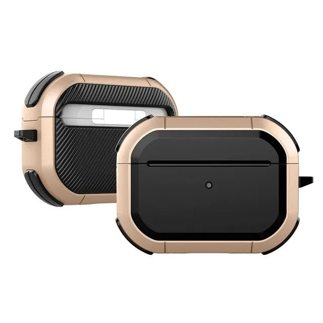 Black TPU and PC protective shell for Apple AirPods and AirPods Pro charging case and earbuds
