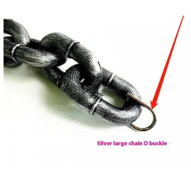 Plastic-coated iron chain dog leash with hand holding rope in antique silver colour