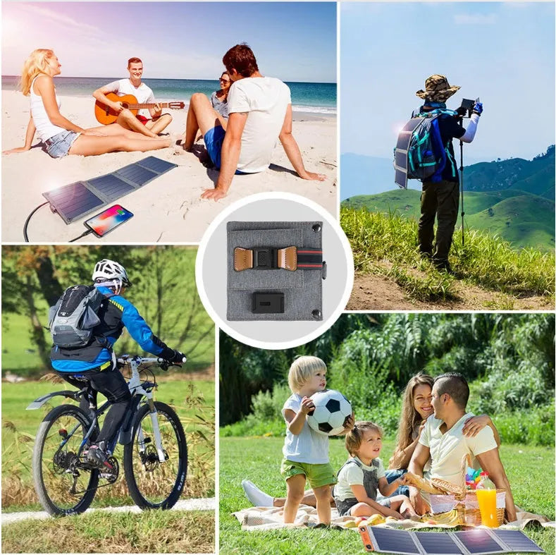 Grey solar mobile phone tablet charger with USB output and indication function