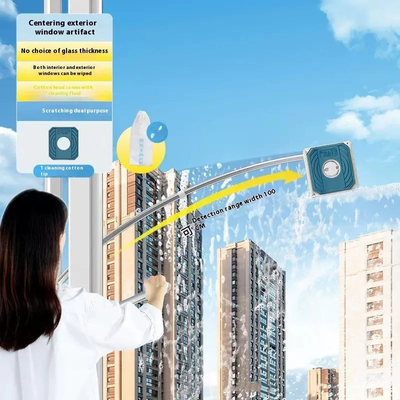 Benshang aluminium alloy double-sided glass wiper for high-rise outer windows with cotton head