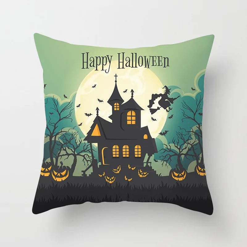 Halloween pillowcase 45x45cm in peach skin fabric with modern simple square design for living room cushion