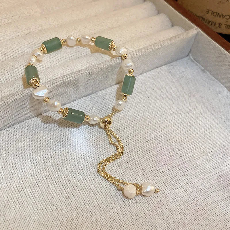 Baroque freshwater pearl bracelet with zircon accents geometric design women's gold colour