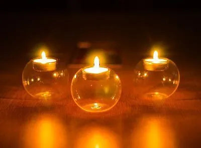 Handmade hot glass round hollow candle holder in Europe style
