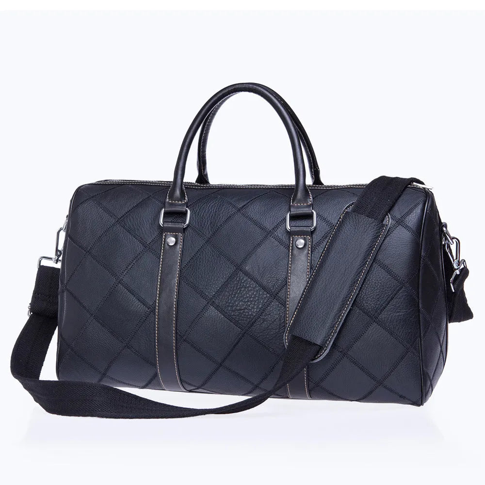 Genuine leather vintage men's duffel bag in coffee colour with top layer cowhide and single strap