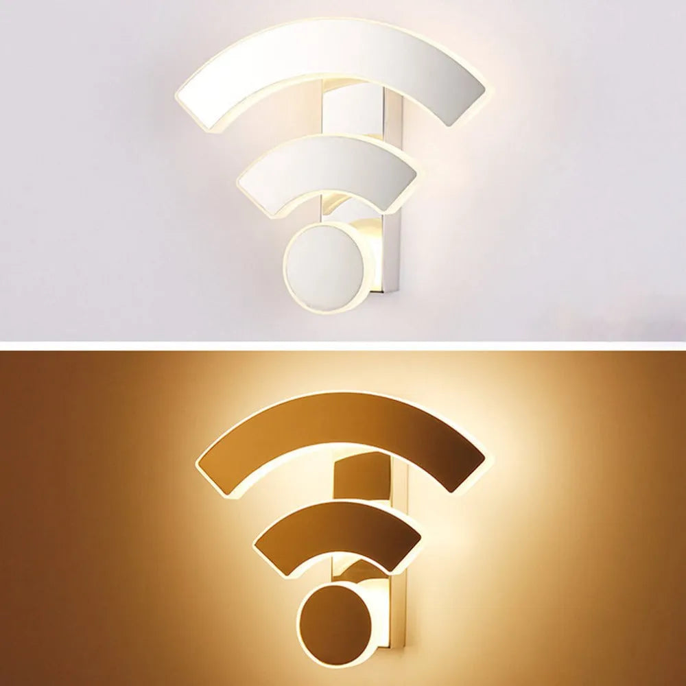 Frosted acrylic indoor wall light with WiFi logo shape, 11W, white and warm white options, 260x75x220mm