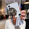 Cute braid bikini girl TPU phone case for iPhone with soft shell and fall protection design.