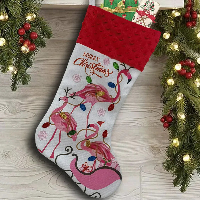 Flamingo Christmas stocking cloth decoration 46x28cm in American style