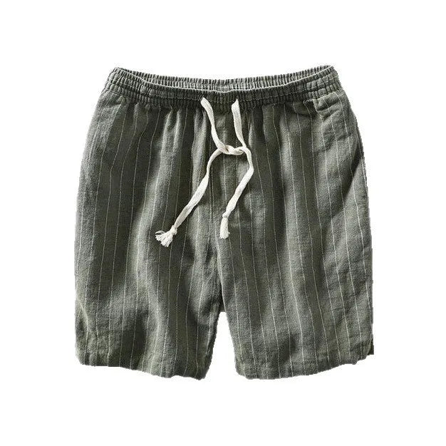 Men's striped cropped summer pants in super soft polyester fabric with straight leg street style