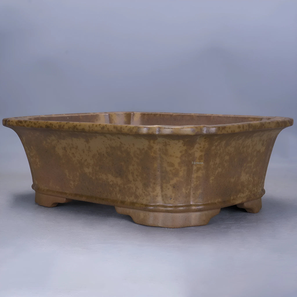 Purple sand rectangular segment mud flowerpot with hand-changed double pumping angles