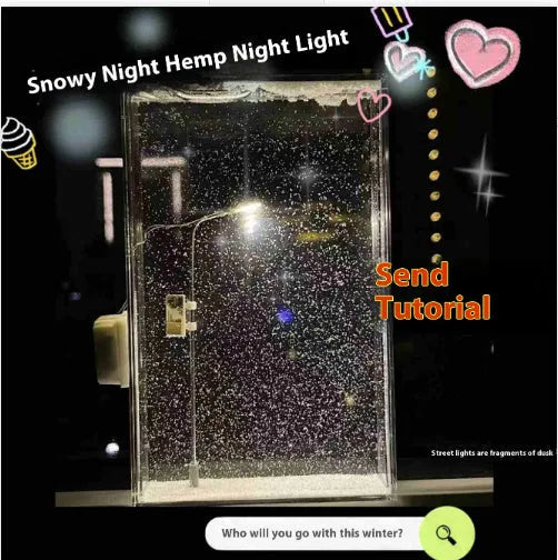 DIY snowy night light kit with LED Christmas street lights and flowing snow landscape scene
