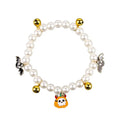 Halloween cat collar with simulated pearl necklace design showing pumpkin pattern variations
