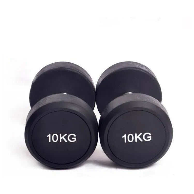 Cast iron rubberized round head fitness dumbbell in black, 1kg 2.5kg 5kg options