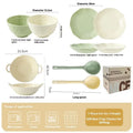 Seven-piece solid colour ceramic tableware set with matching dishes in gift box