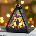 Halloween decoration portable pumpkin lamp layout prop in pumpkin colour, plastic and glass, 8.9x5.2x11.5cm