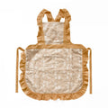 Cotton linen lace X strap apron in light pink colour on white background kitchen household use