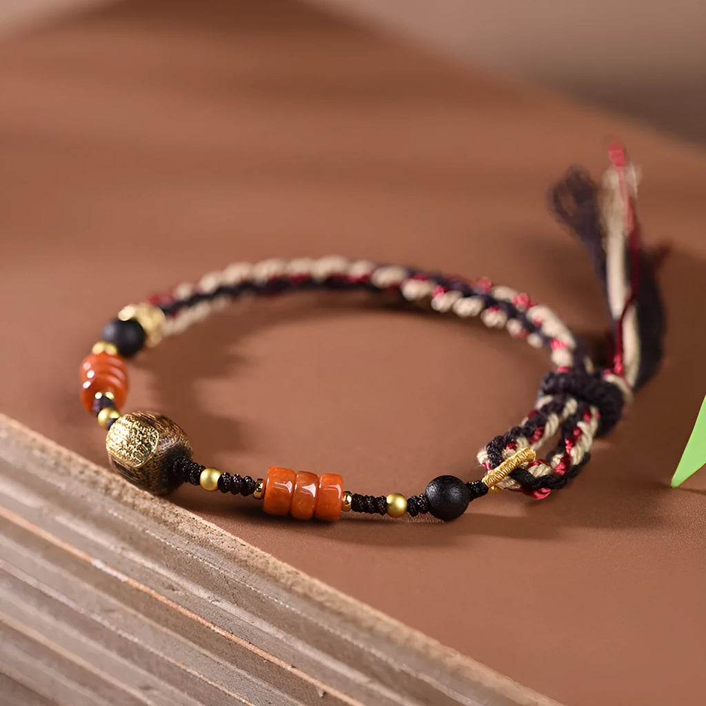 Hand-woven flexible wire watch band with national style ethnic design in Hongfei Ebony colour