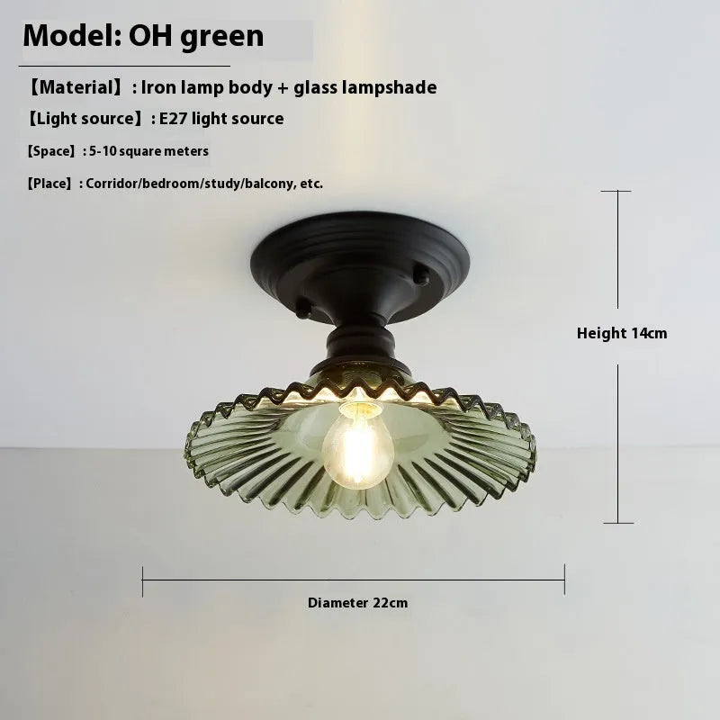 American retro single-head lamp with glass cover for hallway and balcony lighting