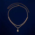 Water drop pendant waist chain with rhinestone tassel in gold, 105cm length, single circle design