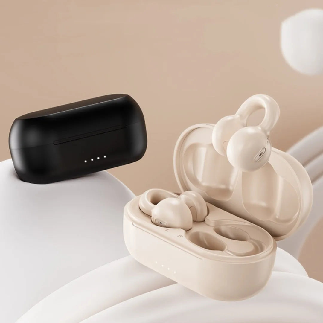 I20 wireless bone conduction sports Bluetooth headset in black with ear clip design and ABS build
