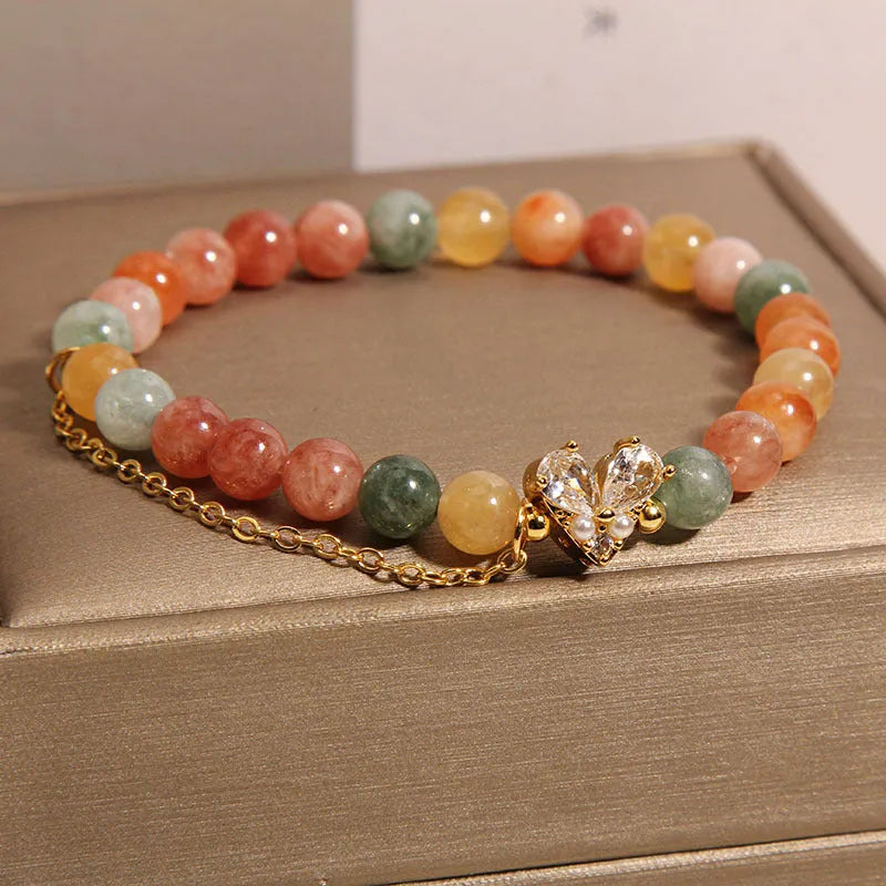 Women's Fu Lu Shou crystal bracelet with a cartoon-style V-shaped zircon charm.