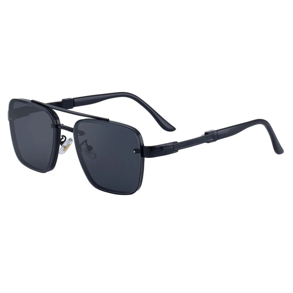 Men's UV protection vintage sunglasses with PC frame, grey tinted lenses, gold double gray colour