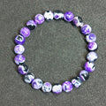 Bohemian ladies bracelet with 8mm natural agate beads and glass components in multiple colour variations