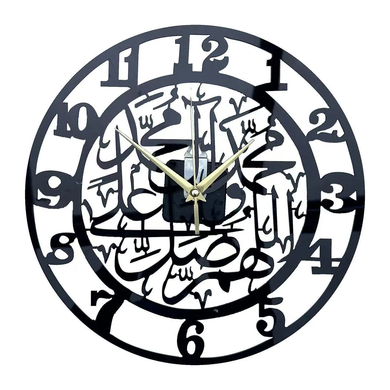 Acrylic black and gold Aven wall clock, 30cm diameter, Mediterranean style, for living room or office