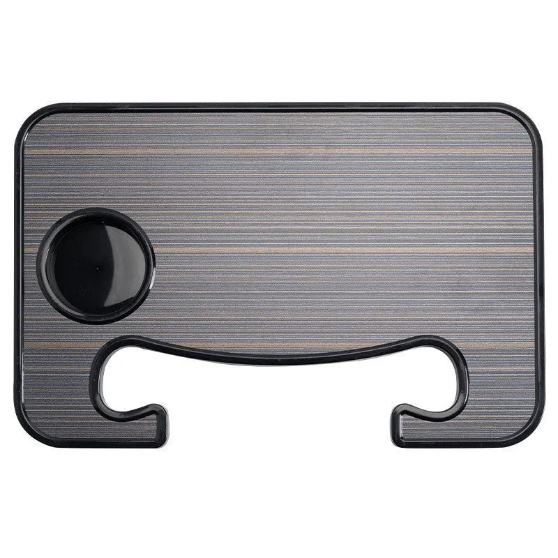 Steering wheel dining table in wood grain black, measuring 42x28cm, made from HDPE