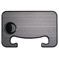 Steering wheel dining table in wood grain black, measuring 42x28cm, made from HDPE