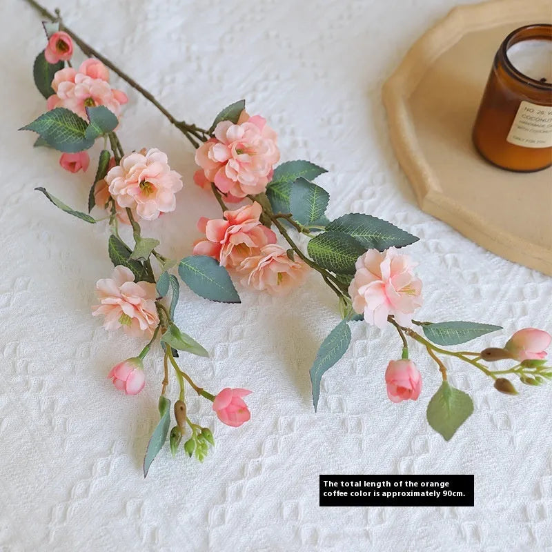 Single silk camellia artificial flower in Autumn Pink for Chinese retro home decoration