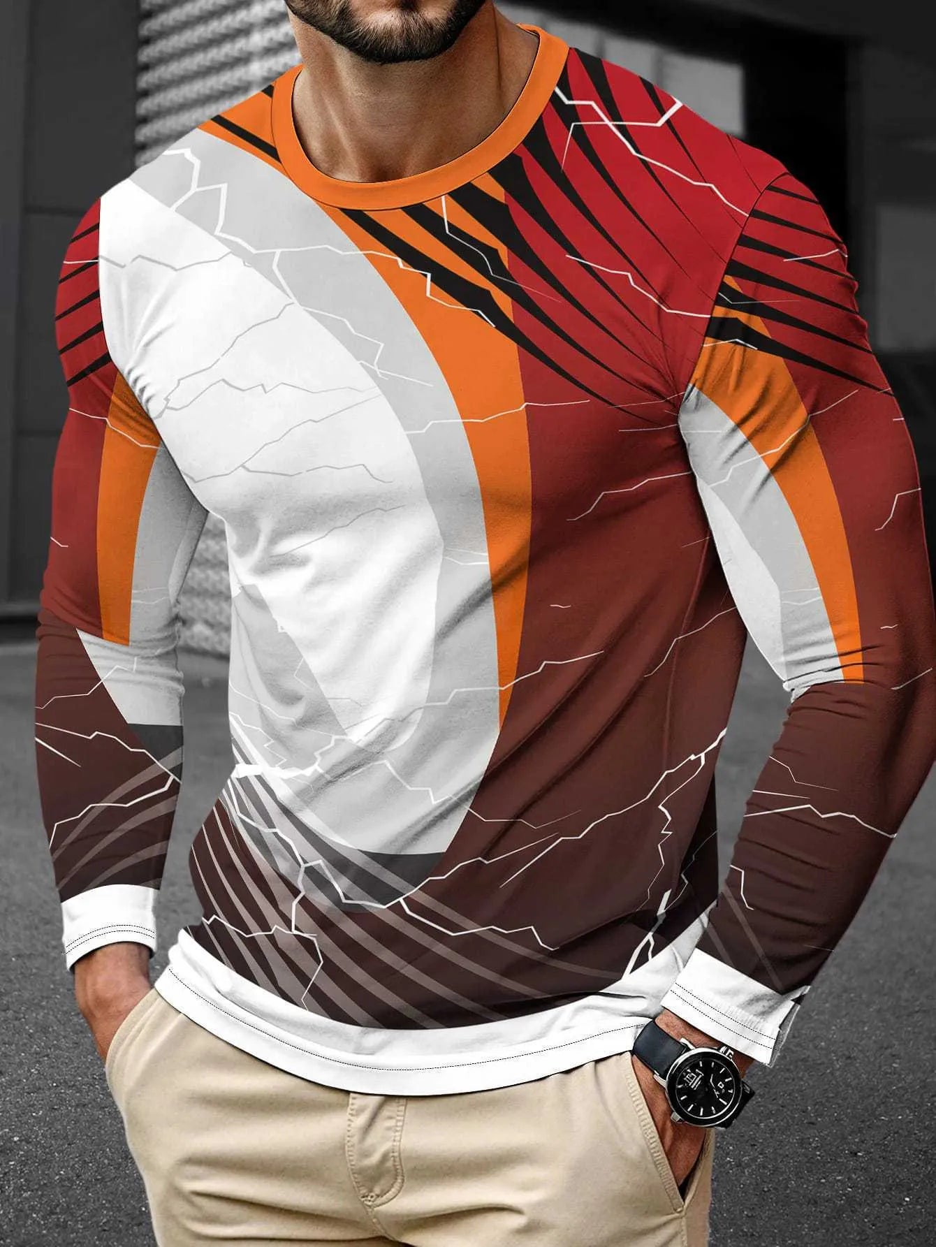 Men's long sleeve round neck milk silk pullover jumper on a hanger, multiple colour options available.