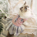 Tartan pattern princess skirt for dogs and cats in polyester material
