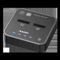 MAIWO K3016 M.2 SSD hard disk docking station with data cables and power adapter on a desk.