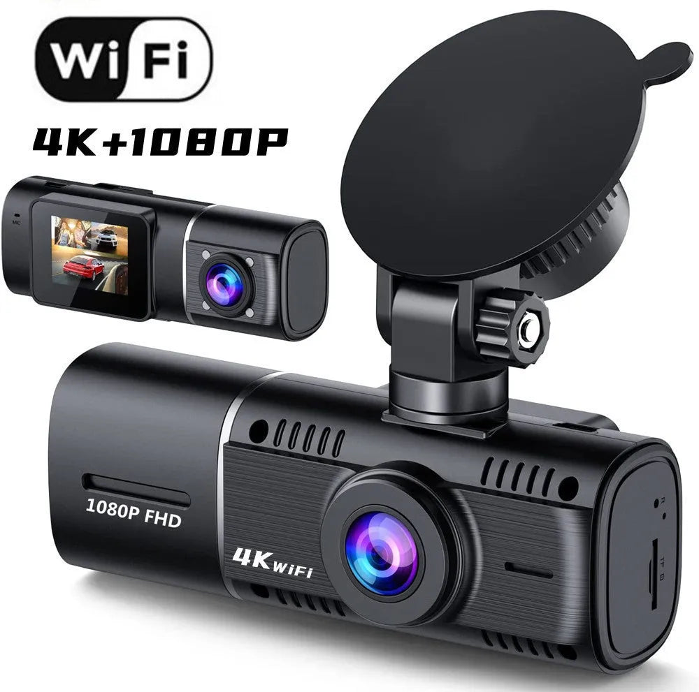 Standard black 1080p dashcam with 1.5-inch screen, showing car charger and stand accessories.