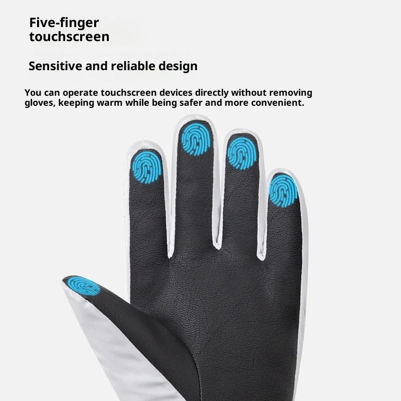 Pair of waterproof touch screen ski gloves for men women cycling outdoor winter warm polyester finger gloves