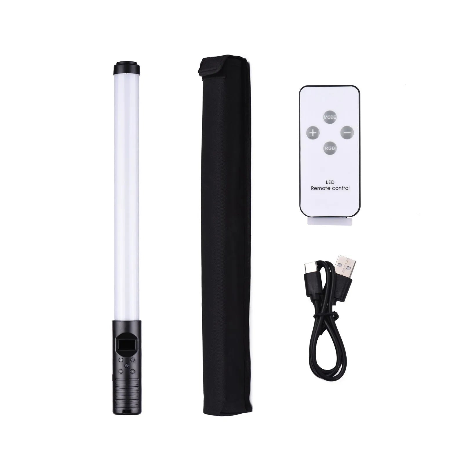Handheld LED photography fill light stick with adjustable colour temperature and RGB lighting modes