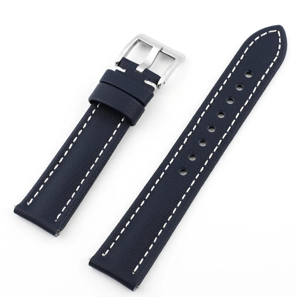 Oxford water-repellent cloth leather fit watch strap in black with 20mm lug width