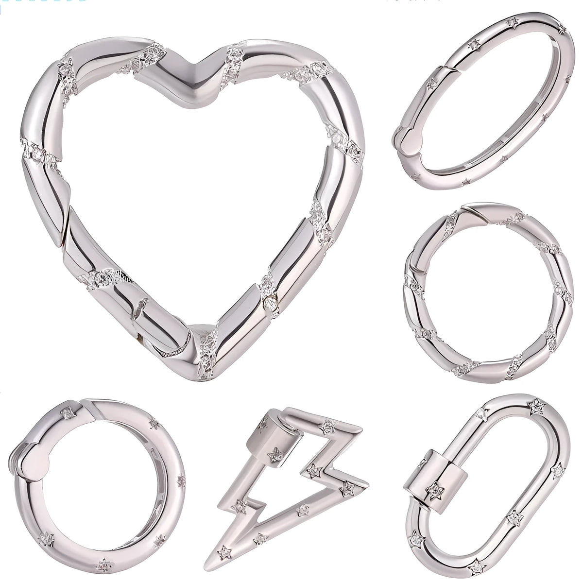 Copper micro inlaid zircon mountain climbing heart button with electroplated finish spring fastener or screw buckle