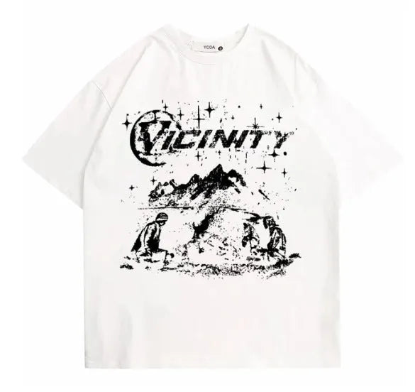 Men's hip hop print t-shirt with retro graphic design in polyester fabric