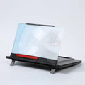 12-inch pull-out smartphone screen amplifier showing horizontal and vertical bracket positions