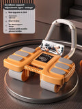 Intelligent four-wheel abdominal wheel with automatic rebound handles and elbow support pads in orange