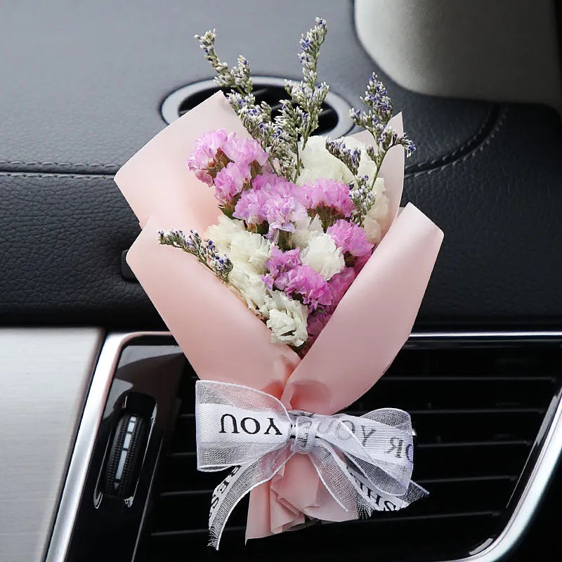 Mini dried flower bouquet for car vent attachment in multiple colour and style options