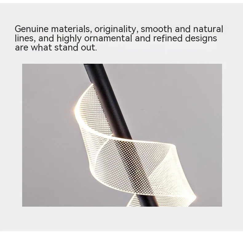 Modern simple bedside chandelier with iron frame and acrylic lampshade, LED light, available in black gold tricolour