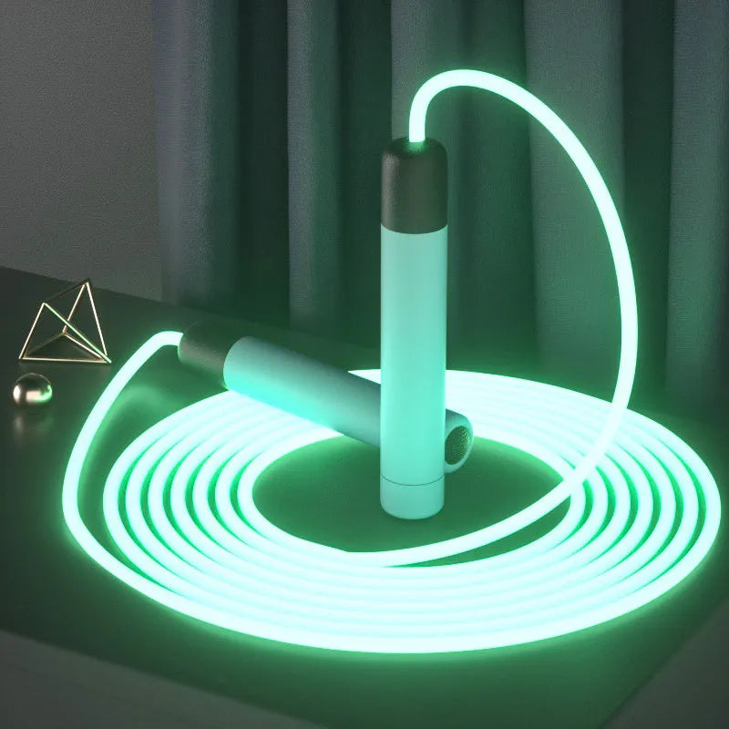 Luminous LED skipping rope adjustable 2.8m in green blue pink for kids adults fitness