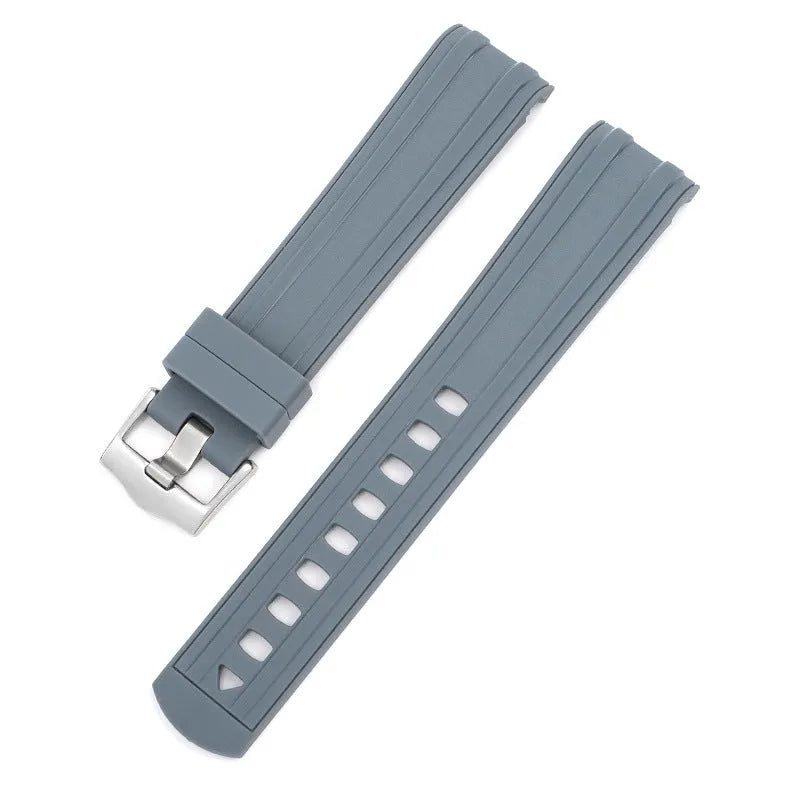 Original style Apple Watch replacement strap in multiple colours with silver buckle, shown in 20mm and 22mm sizes.
