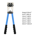 HX-50B high carbon steel crimping pliers with vinyl handles and integrated cable cutter.