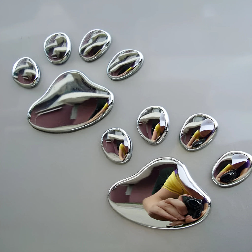PVC hand-shaped brush design car sticker with dog footprints pattern measuring 7cm length