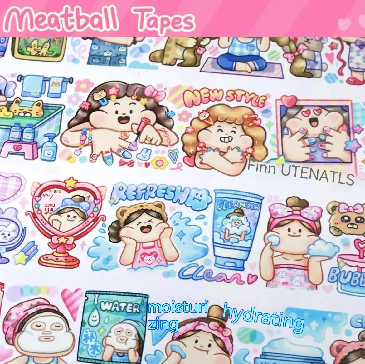 Haemorrhoid tape packaging cartoon cute character stickers on Japanese paper